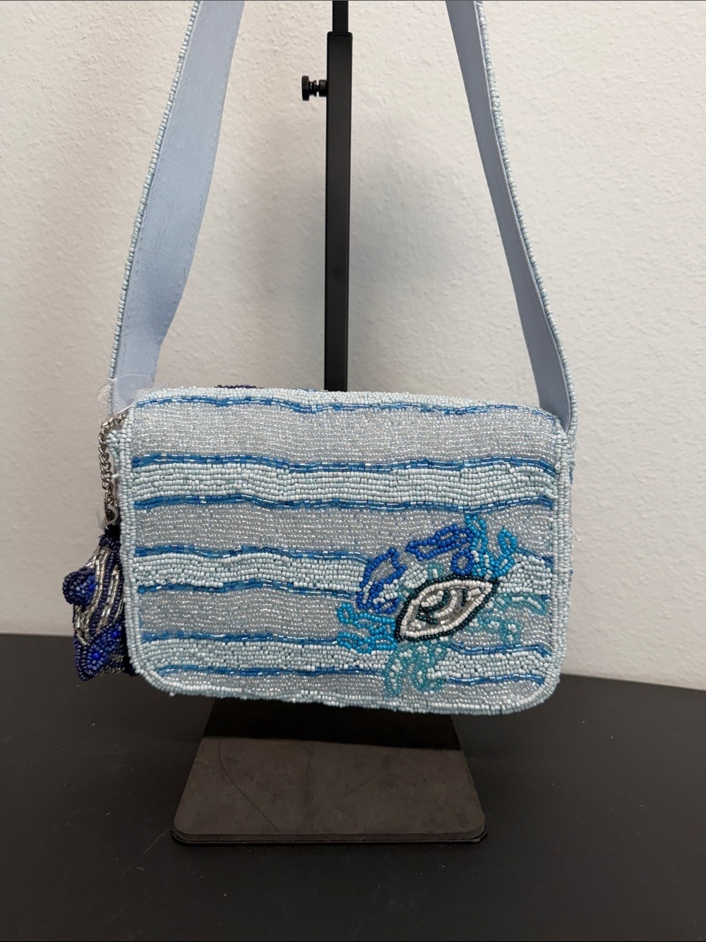 Handcrafted In India | Beaded Whale / Crab Ocean Motif w/ Matching Bag Charm - Picture 5 of 14